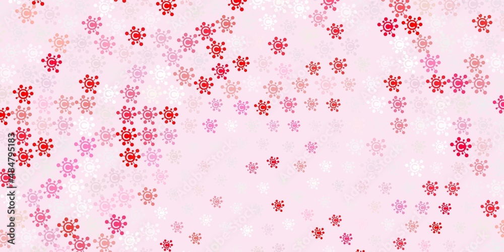 Light Red vector backdrop with virus symbols. Light Red vector backdrop with virus symbols.