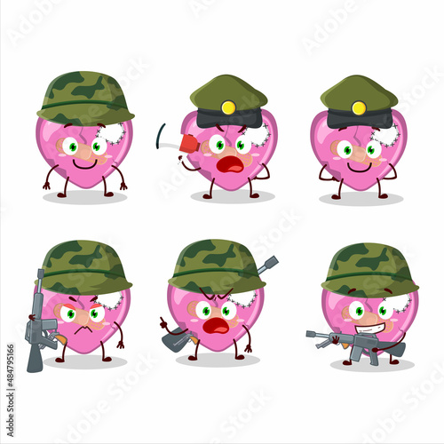 A charming soldier pink broken heart love cartoon picture bring a gun machine