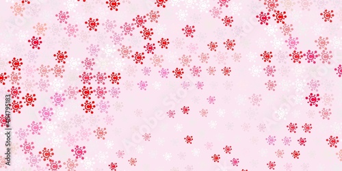 Light Red vector backdrop with virus symbols.