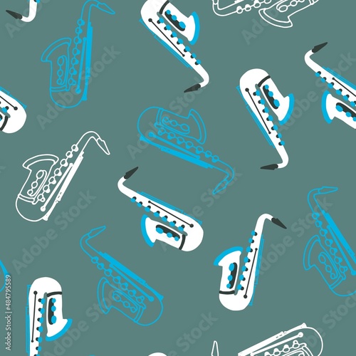 Enjoy Saxophone Music Art Vector Graphic Seamless Pattern