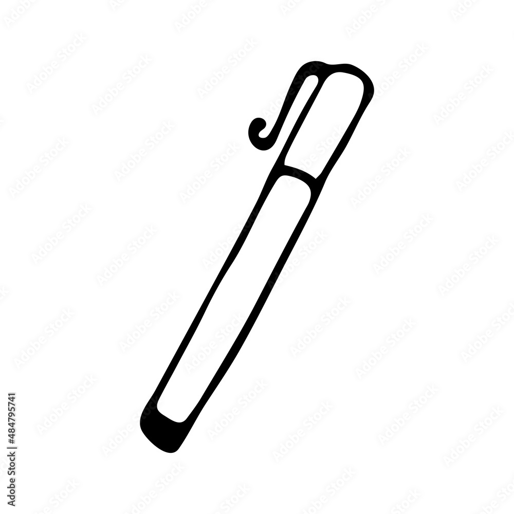 Vector isolated element. Pen. Pencil.Office supplies. Black hand drawn doodle on a white background. The print is used for packaging design.
