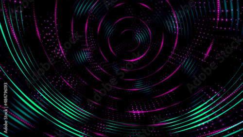 abstract glowing background. neon circles