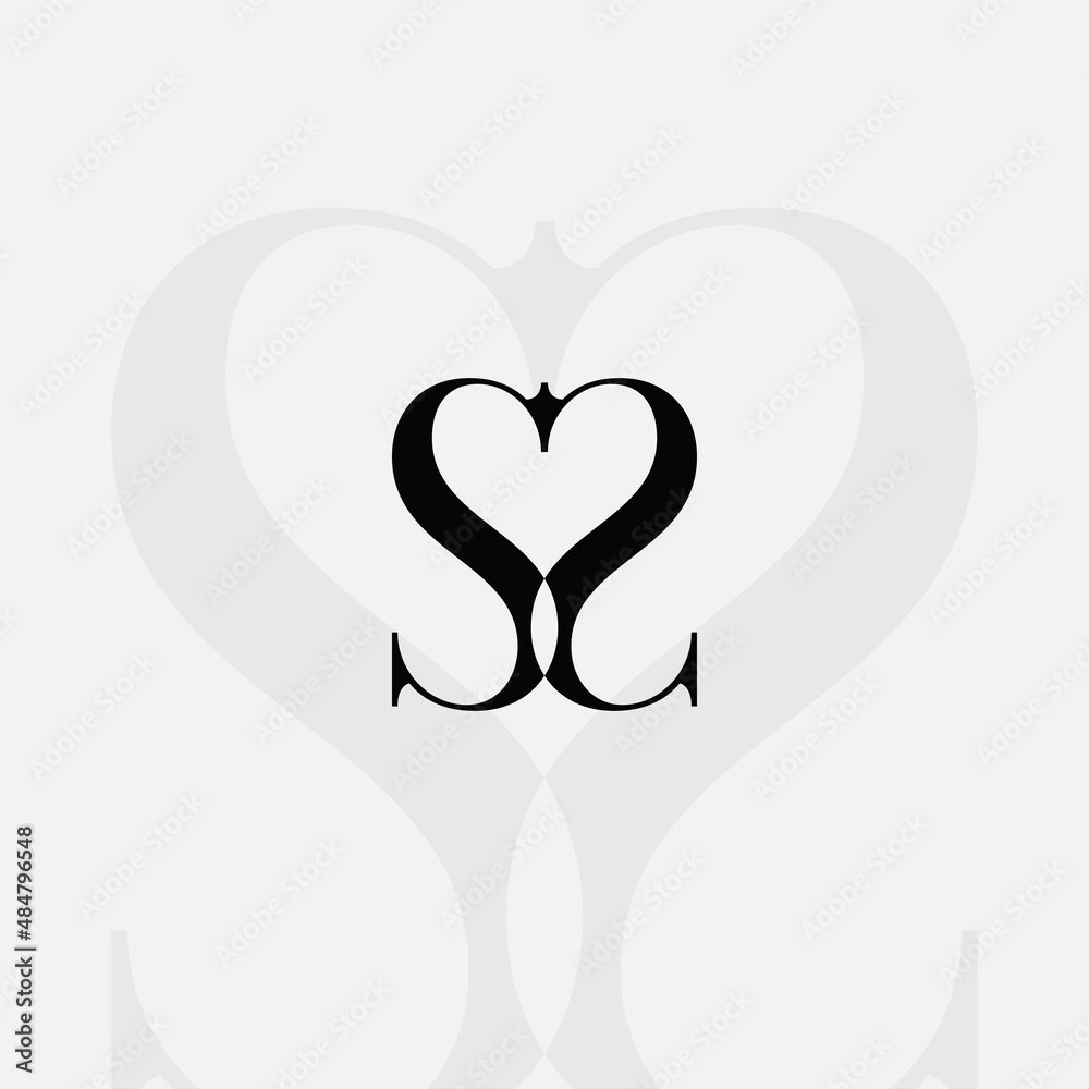 SS Letter with Love Heart Symbol Beauty Logo Stock Vector | Adobe ...