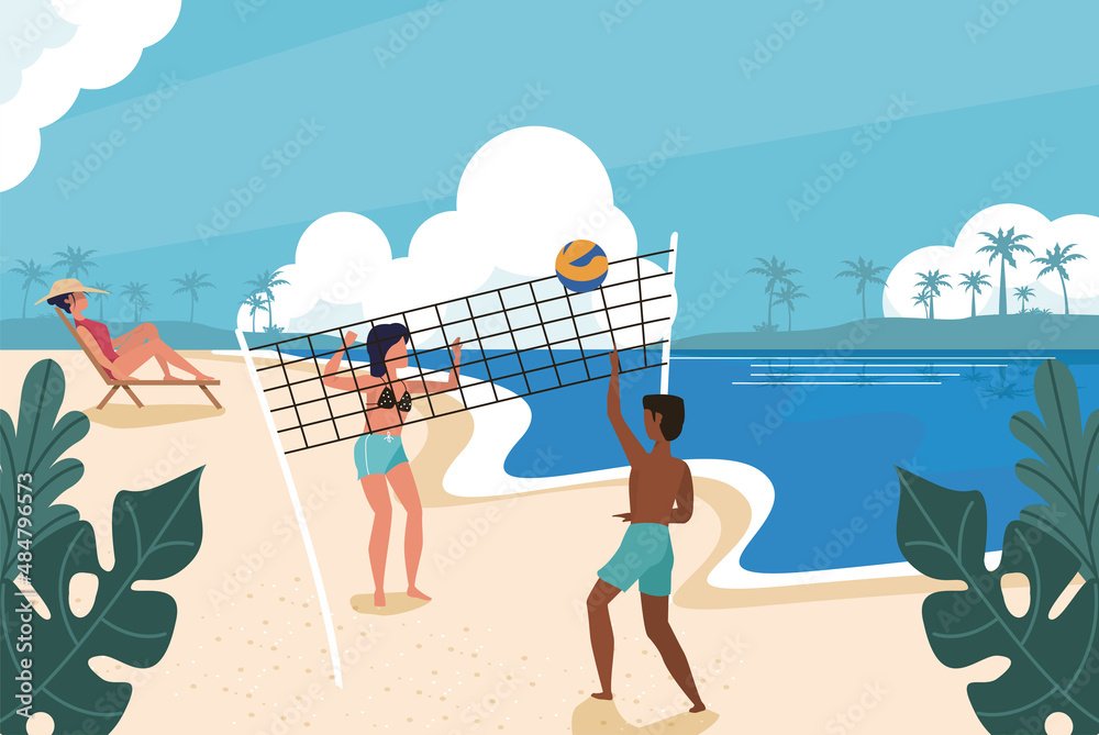 People in beach - Vacation free time illustration