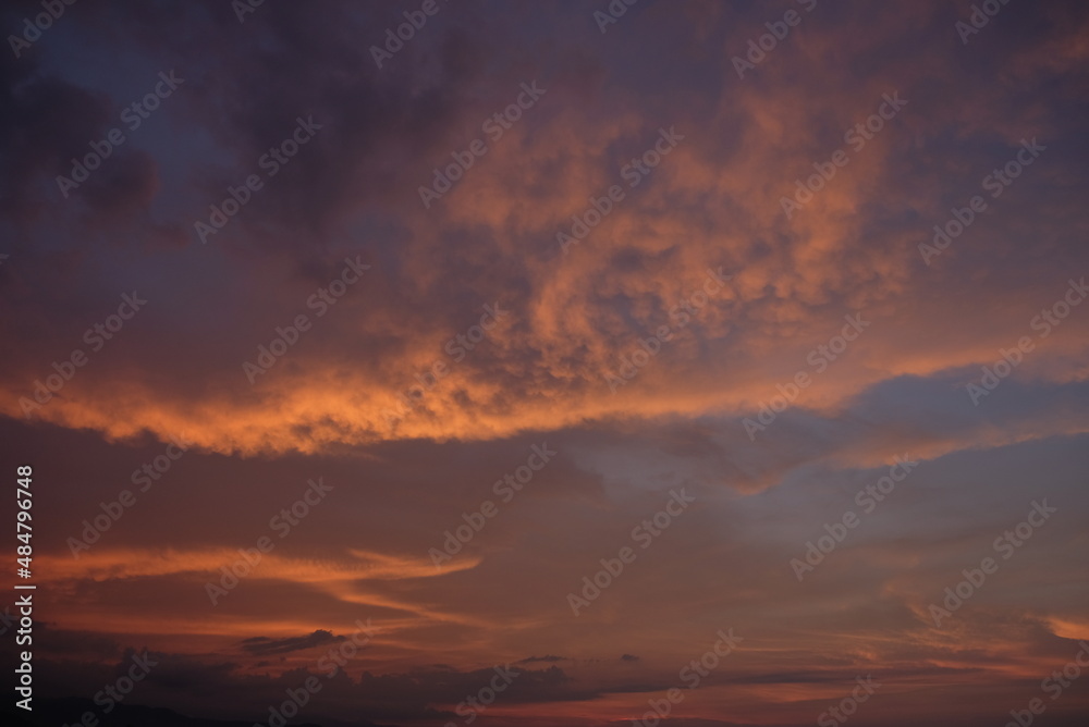 Beautiful orange and blue sunset sky in Dili, Timor Leste.