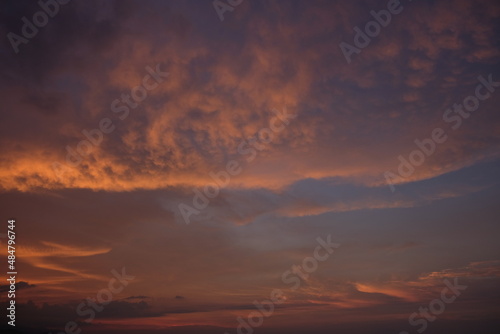 Beautiful orange and blue sunset sky in Dili, Timor Leste. © renipurnama