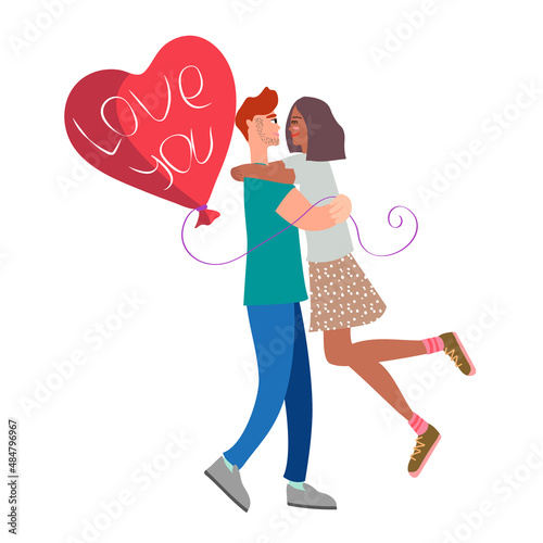 A boyfriend holding his girlfriend staying in love