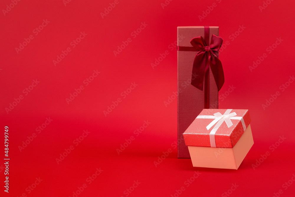Gifts on red background Gifts on red background