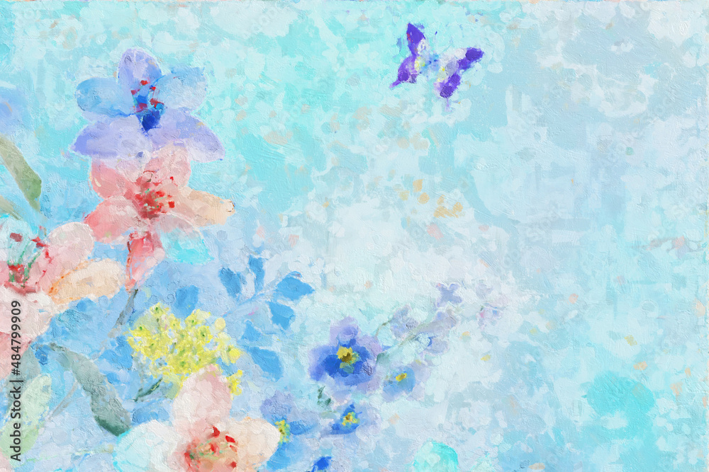 Fototapeta premium Abstract beautiful oil painting flower illustration