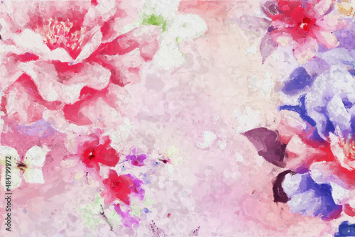 Abstract beautiful oil painting flower illustration