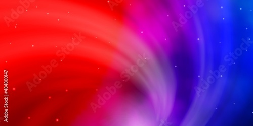 Light Blue, Red vector texture with beautiful stars. Blur decorative design in simple style with stars. Pattern for new year ad, booklets.