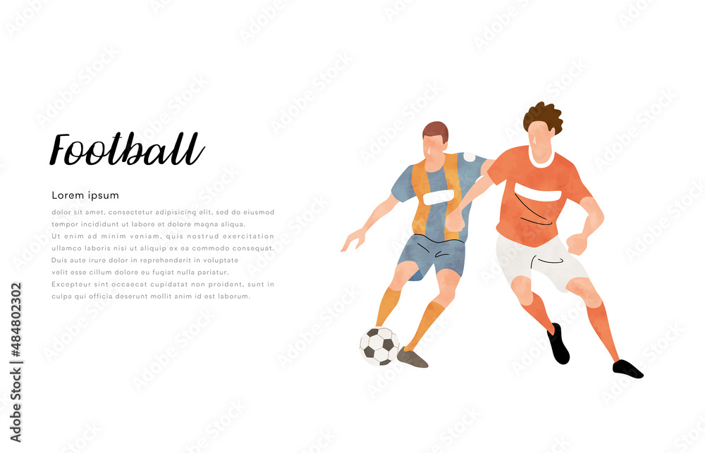 ベクターイラスト素材：サッカーをプレイする人物、スポーツ選手
