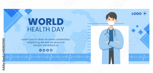 World Health Day Cover Template Flat Healthcare Illustration Editable of Square Background Suitable for Social Media or Campaign