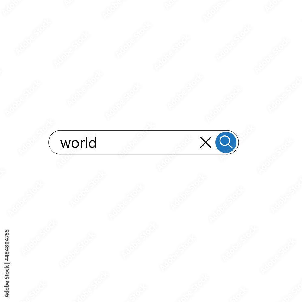 Searching for information about world in the Internet browser. Typing in a search line on the computer. Searching Browsing Internet