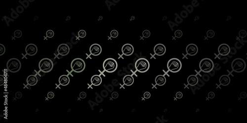 Dark Gray vector background with woman symbols.