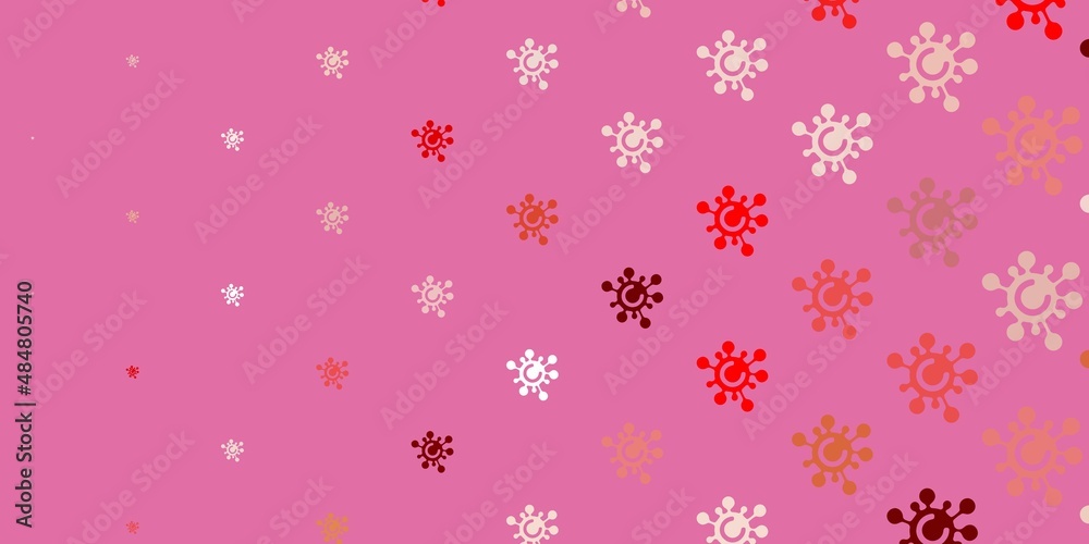 Light Red, Yellow vector backdrop with virus symbols. Light Red, Yellow vector backdrop with virus symbols.