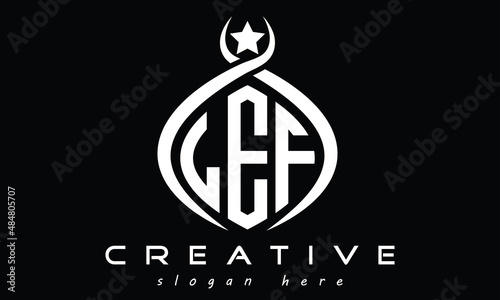 LEF three letters curved initial monogram logo design, geometric oval minimalist modern creative logo, vector template