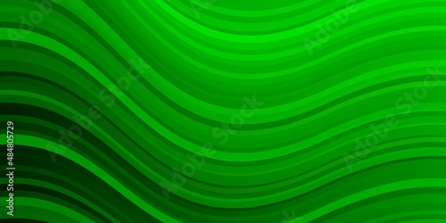 Light Green vector pattern with curves. Bright illustration with gradient circular arcs. Template for cellphones.