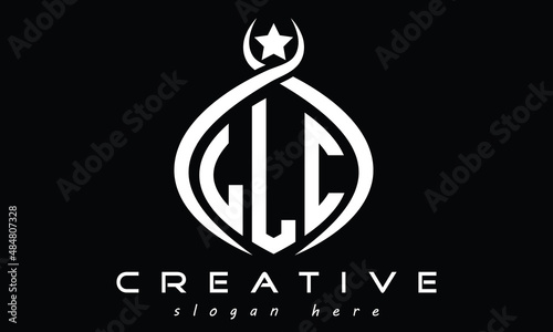LLC three letters monogram curved initial logo design, geometric oval minimalist modern creative logo, vector template