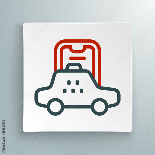 Line Taxi mobile app icon isolated on white background. Mobile application taxi. Colorful outline concept. Vector