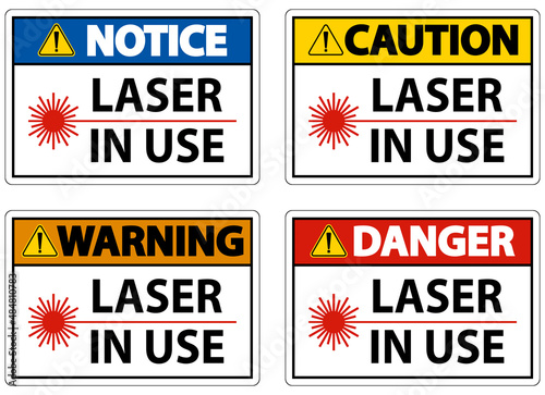 Danger Laser In Use Symbol Sign On White Background