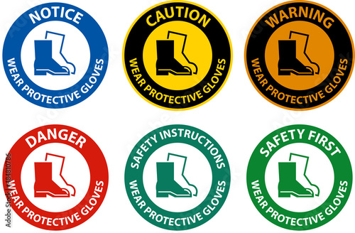 Caution Wear Protective Footwear Sign On White Background