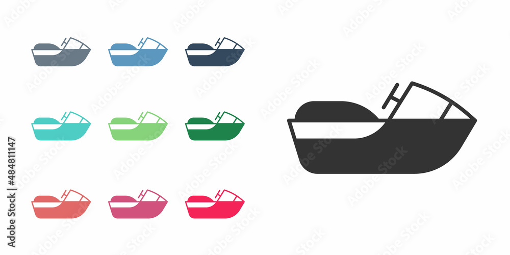 Black Jet ski icon isolated on white background. Water scooter. Extreme sport. Set icons colorful. Vector Black Jet ski icon isolated on white background. Water scooter. Extreme sport. Set icons colorful. Vector