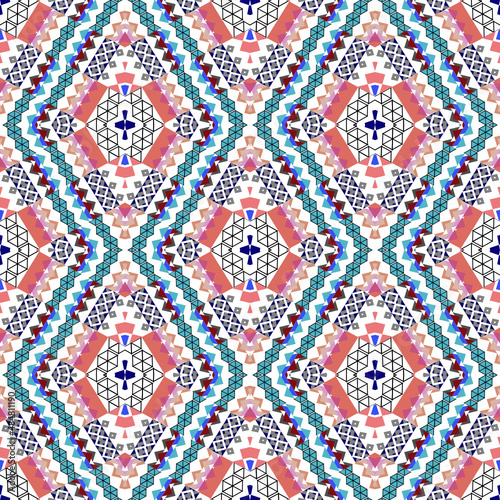 Tribal seamless colorful geometric pattern. Tribal seamless colorful geometric pattern. Ethnic vector texture. Traditional ornament. zigzag geometric pattern. pattern, seamless vector abstract .