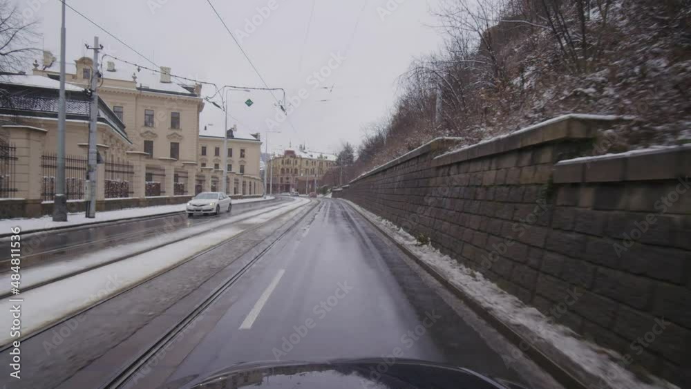 Driving on busy streets on europes capital city. Experience the traffic in prague, the capital of the czech republic in first person view POW filmed from a car. Driving on busy streets on europes capital city. Experience the traffic in prague, the capital of the czech republic in first person view POW filmed from a car.