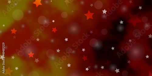 Light Orange vector layout with circles, stars.