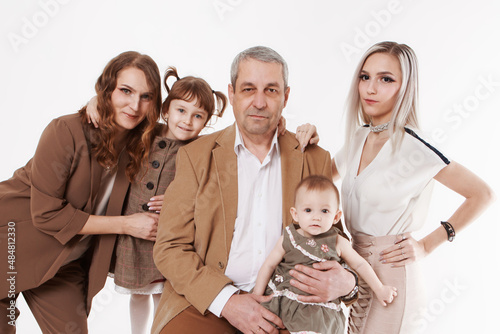 A group of smiling people. Happy family: adults, children. family day photo