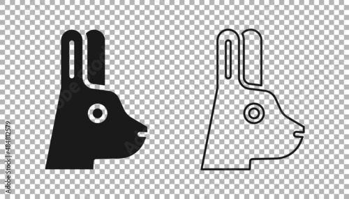 Black Rabbit with ears icon isolated on transparent background. Magic trick. Mystery entertainment concept. Vector