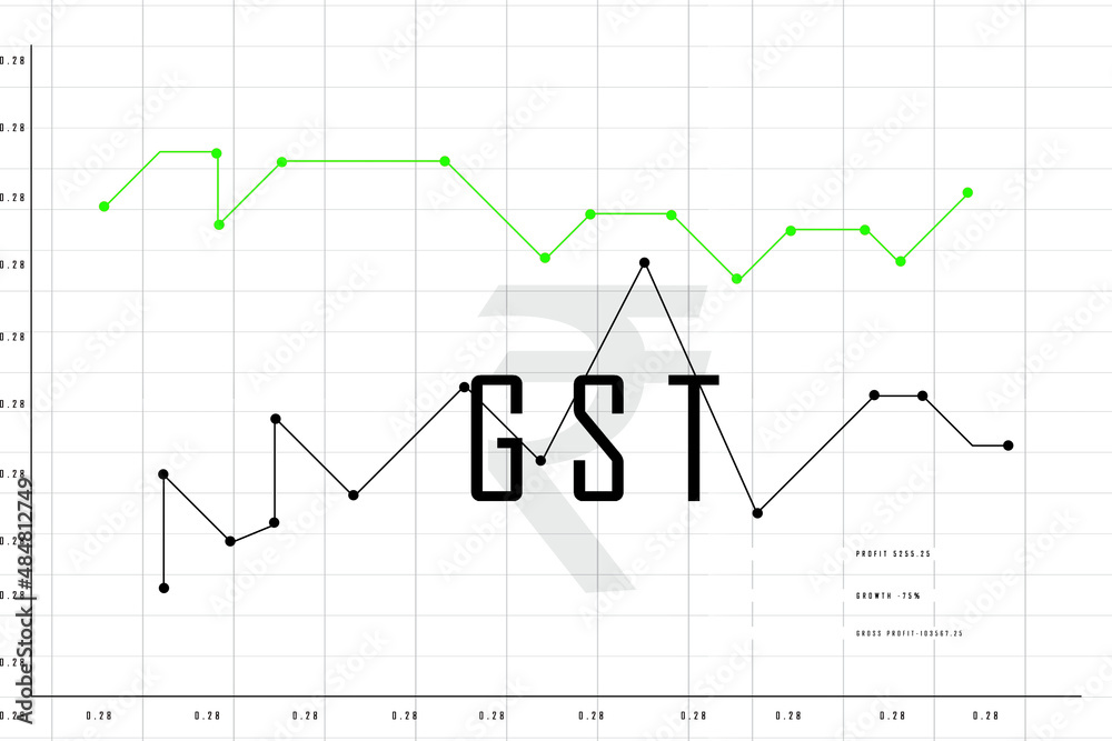 2d rendering Stock market online business concept. business Graph with GST