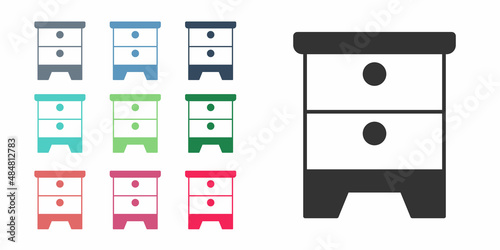 Black Furniture nightstand icon isolated on white background. Set icons colorful. Vector