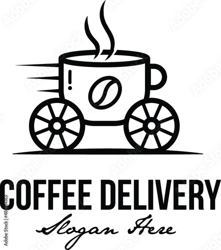 Coffee delivery or catering with carriage logo template