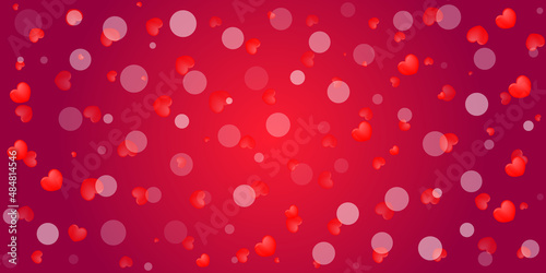 Happy Valentine's bubbles. Holiday background design with big heart made of pink. Valentines Day greeting card concept. Mothers Day anniversary design. Romantic Wallpaper with copy space.