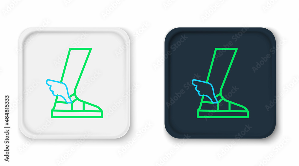 Line Hermes sandal icon isolated on white background. Ancient greek god Hermes. Running shoe with wings. Colorful outline concept. Vector