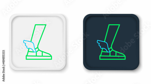 Line Hermes sandal icon isolated on white background. Ancient greek god Hermes. Running shoe with wings. Colorful outline concept. Vector