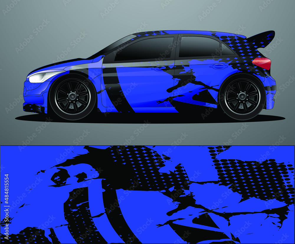 Obraz premium Rally car decal graphic wrap vector, abstract background