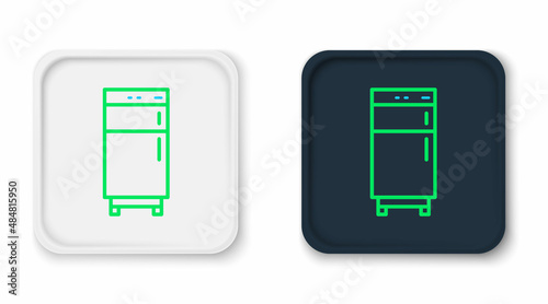 Line Refrigerator icon isolated on white background. Fridge freezer refrigerator. Household tech and appliances. Colorful outline concept. Vector