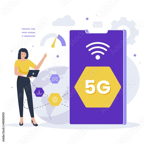 5G network illustration design concept. Illustration for websites, landing pages, mobile applications, posters and banners