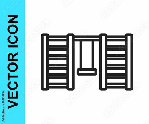 Black line Wooden Swedish wall icon isolated on white background. Swedish stairs. Vector