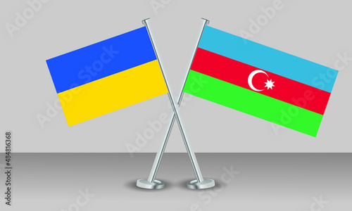 Crossed flags of Ukraine and Azerbaijan. Official colors. Correct proportion. Banner design
