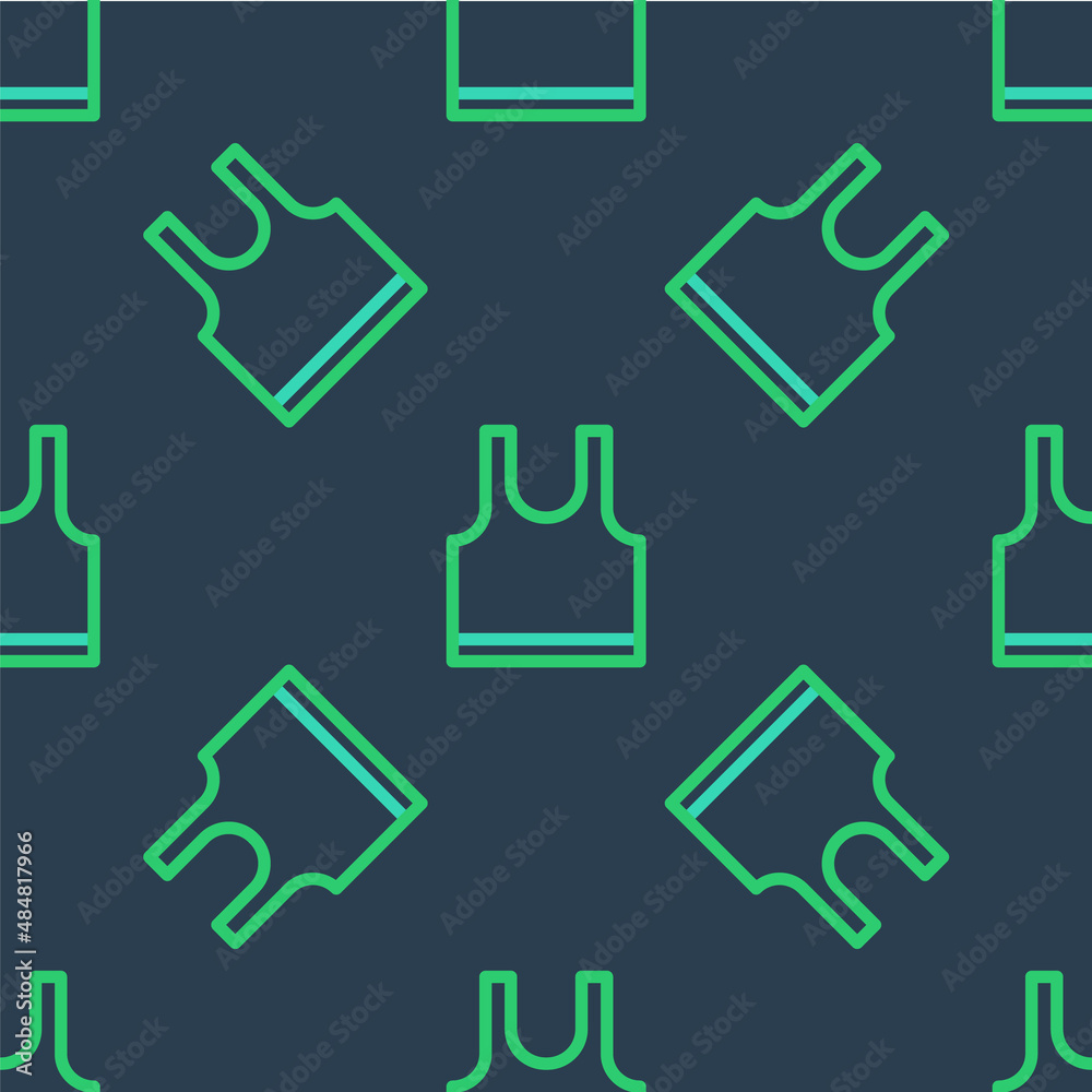 Line Sleeveless T-shirt icon isolated seamless pattern on blue background. Vector Line Sleeveless T-shirt icon isolated seamless pattern on blue background. Vector