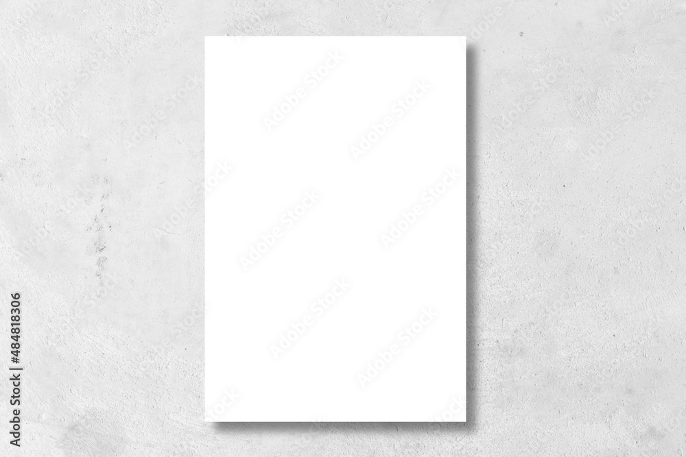 blank white poster with black frame on clean wall background for