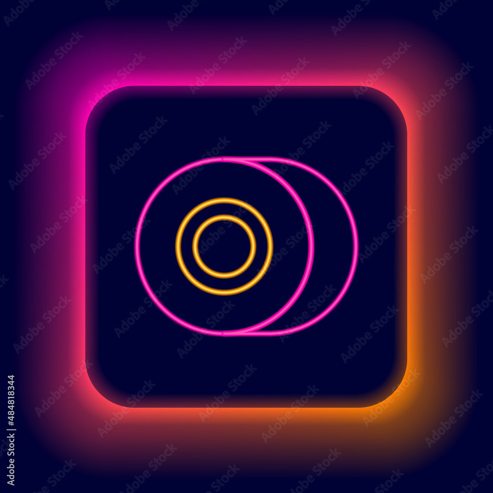 Glowing neon line Skateboard wheel icon isolated on black background. Skate wheel. Colorful outline concept. Vector Glowing neon line Skateboard wheel icon isolated on black background. Skate wheel. Colorful outline concept. Vector