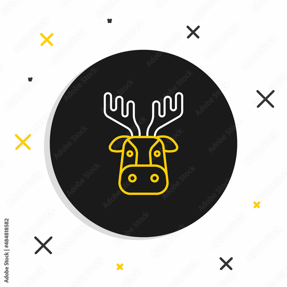Line Deer head with antlers icon isolated on white background. Colorful outline concept. Vector Line Deer head with antlers icon isolated on white background. Colorful outline concept. Vector