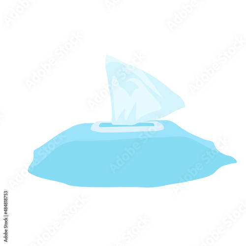 A pack of wet wipes vector stock illustration. Personal hygiene, cleaning. Purity. Isolated on a white background.