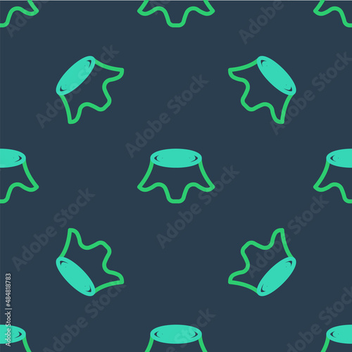 Line Tree stump icon isolated seamless pattern on blue background. Vector