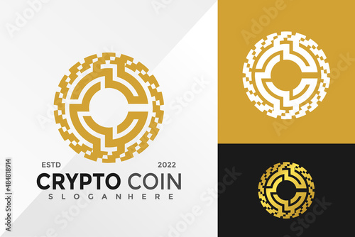 C Crypto Coin Logo Design Vector illustration template